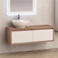 Шкаф за баня ICP 4540-120 бял и дърво