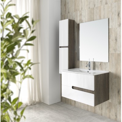 Шкафове  за баня от МДФ CUNEO  80/60/45 Nebraska White gloss