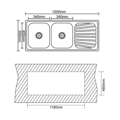 Кухненска мивка алпака ICK  12050SSR