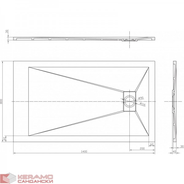 Поддушово корито ROUGH STONE ICST 14080RS-3