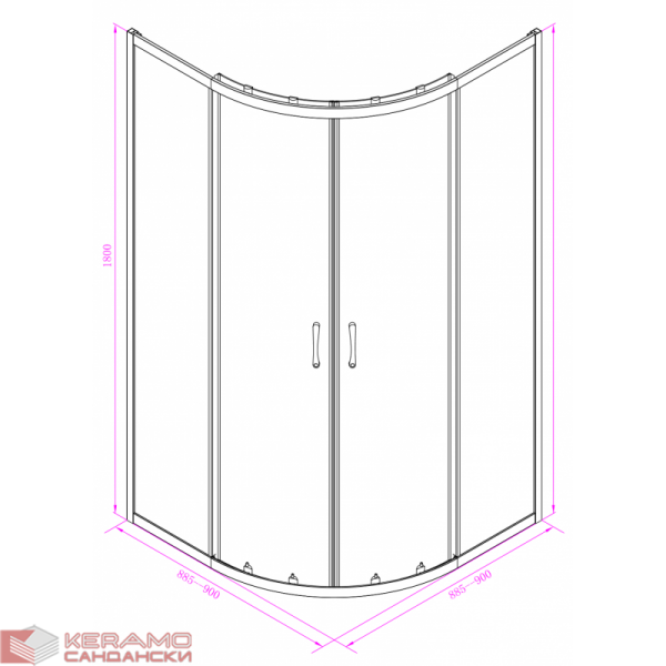  Душ кабини » ICS  285 TC NEW 90*90 EASY ASSEMBLE
