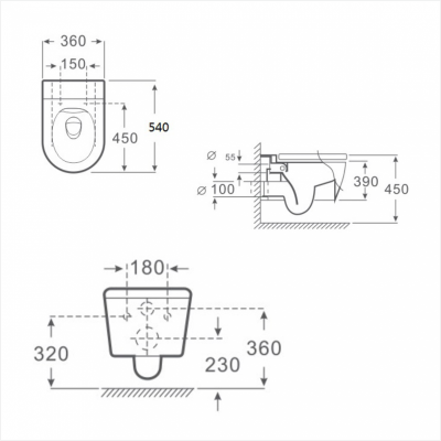 Стенна тоалетна чиния  ICC  	3755B NEW