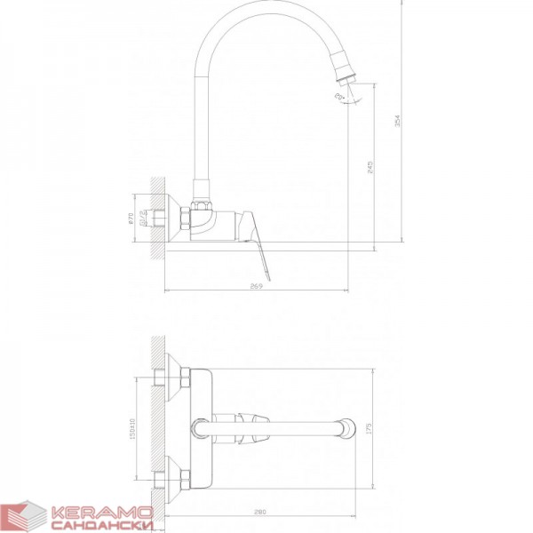 Месингов Смесител » LINNI BLACK  ICF 5108152B 7313