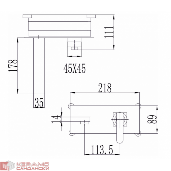  Месингов смесител за вграждане ICF 5546111B