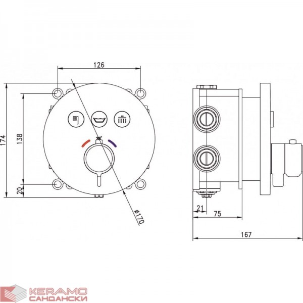 Месингов смесител за вграждане ICF 595029C