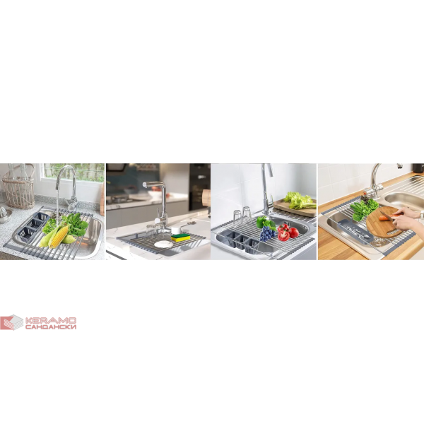 Отцедник за кухненска мивка телескопичен черен 322107
