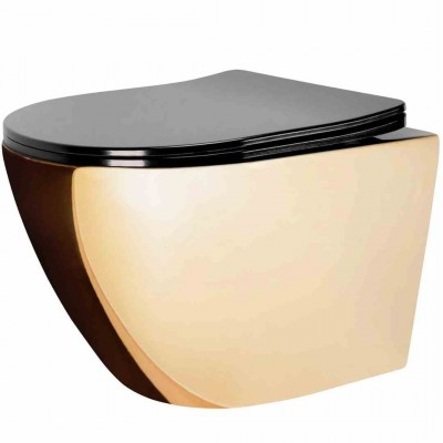 Висяща тоалетна чиния Carlos Mini Gold Black REA-C3300