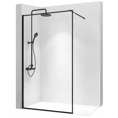Стационарен параван за баня 80 см Blear Black REA-K7637 