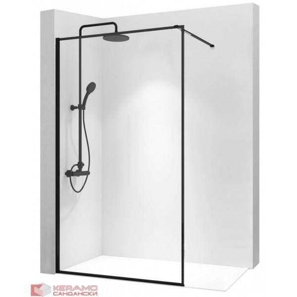 Стационарен параван за баня 80 см Blear Black REA-K7637