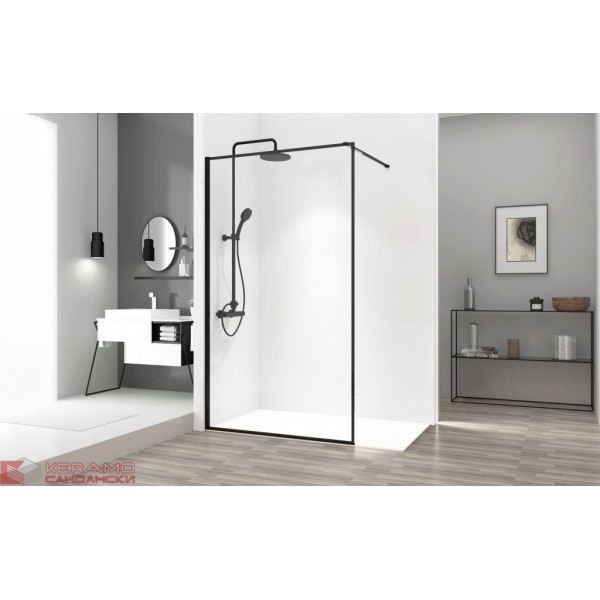 Стационарен параван за баня 80 см Blear Black REA-K7637